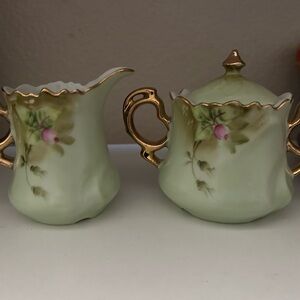 Large Collection-Vintage lefton hand painted Floral Gold-Trimmed Teacup Set